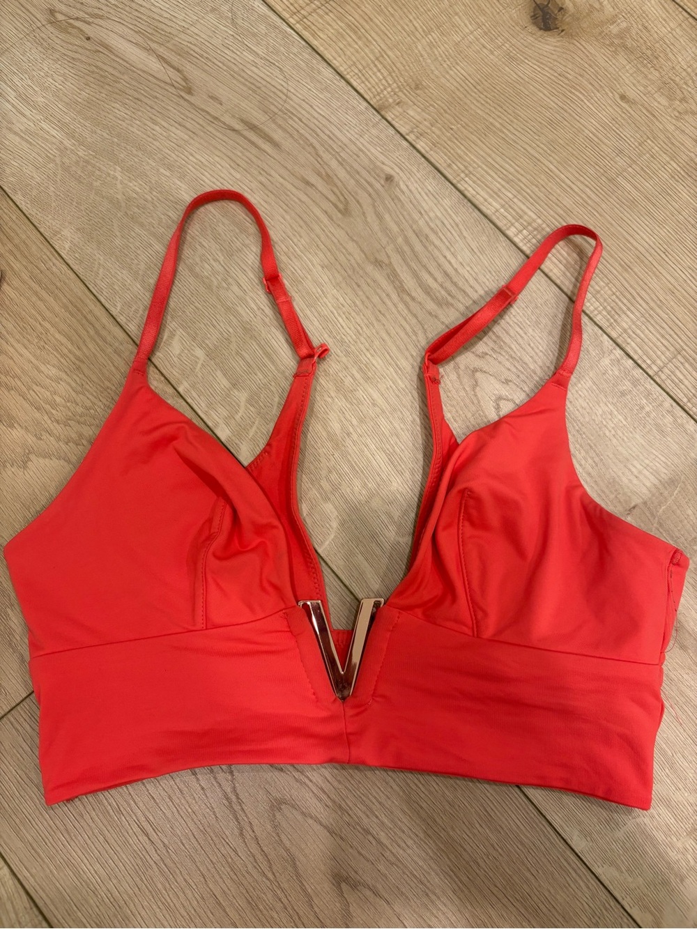 Victoria's Secret V-Plunge Red Bralette with Metal V Accent